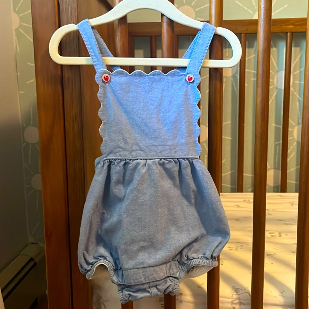 Janie and jack scalloped bib blue romper